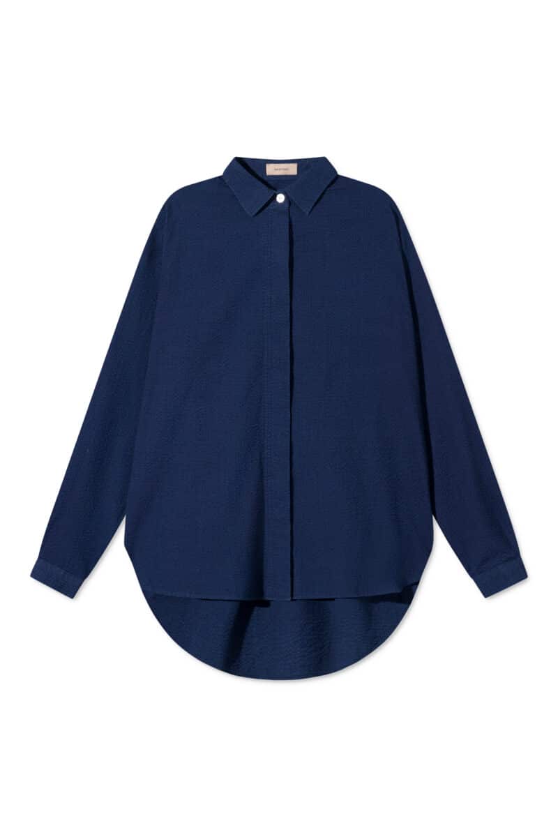 SHELBY INDIGO SEERSUCKER - BLEACHED INDIGO