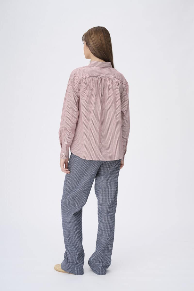 BOBBI SKJORTE VENICE STRIPE - VINRØD - Billede 3