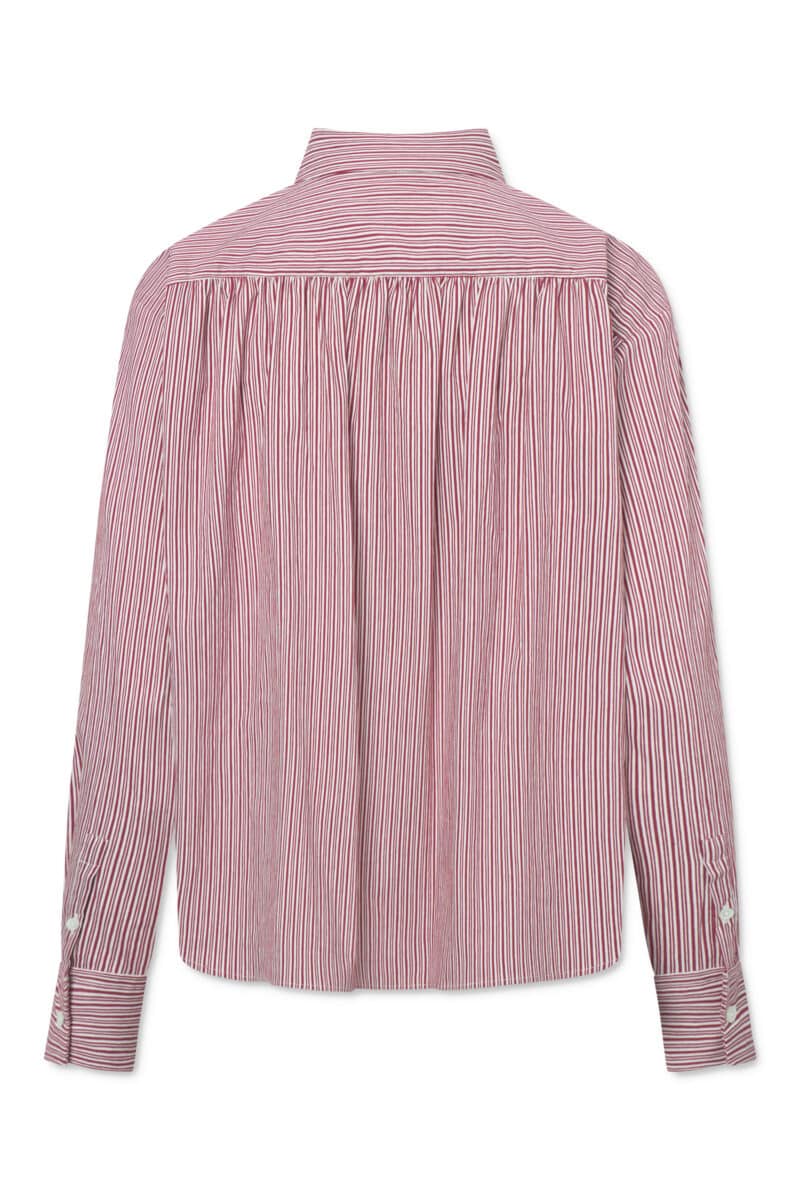 BOBBI SKJORTE VENICE STRIPE - VINRØD - Billede 2