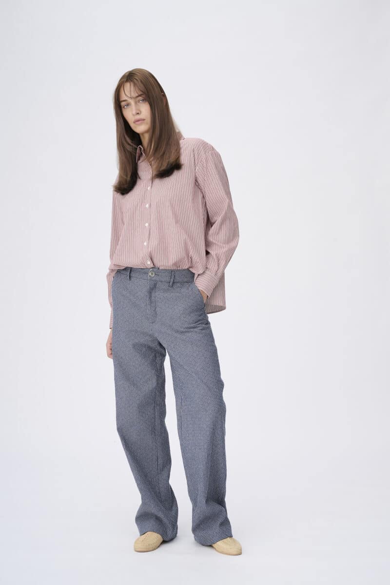 BOBBI SKJORTE VENICE STRIPE - VINRØD - Billede 6