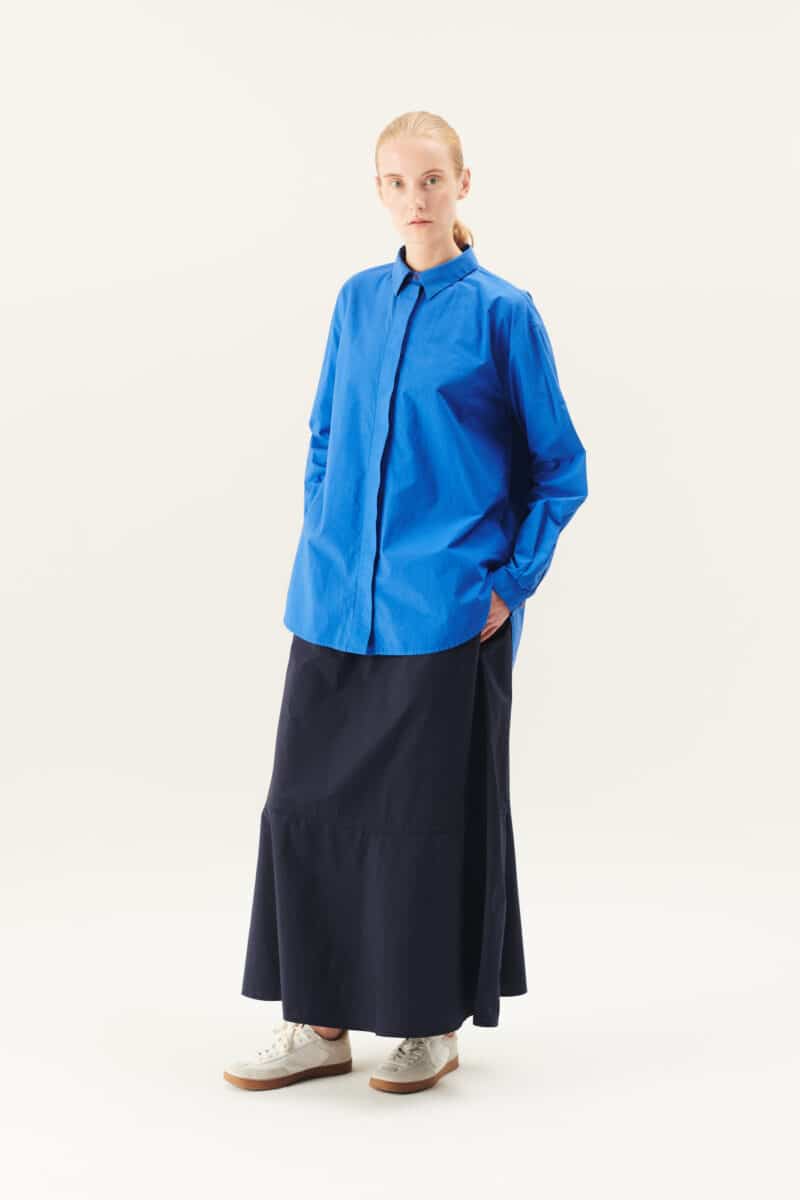 PETULA ORGANIC GARMENT DYED POPLIN - MØRKEBLÅ - Billede 2