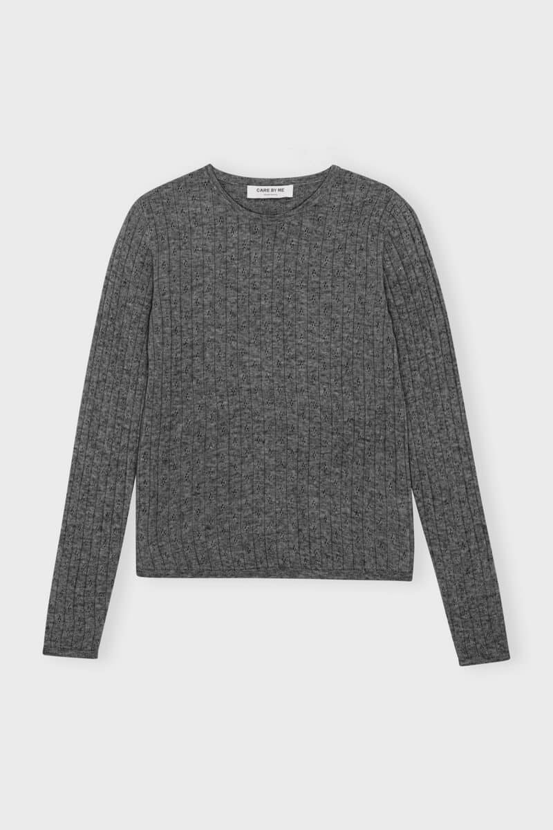 JOSEPHINE LANGÆRMET T-SHIRT - MØRKEGRÅ MELANGE