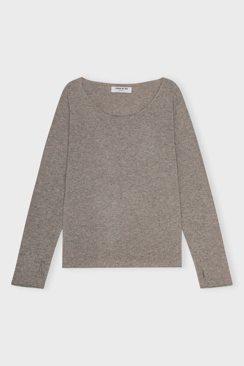 REBECCA BLUSE RUND HALS - MØRK SAND