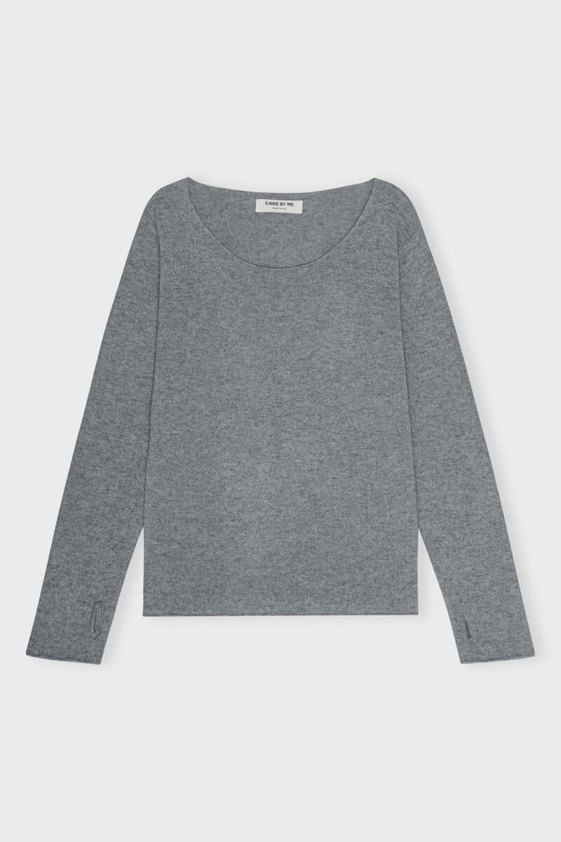 REBECCA BLUSE RUND HALS - GRÅ