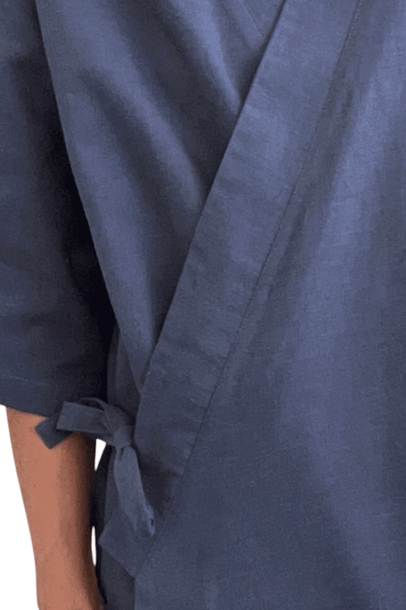 SERGEI SHIRT STRUCTURED COTTON - BLÅ