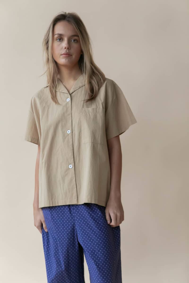 VICTORIA SKJORTE POPLIN - SAND BEIGE